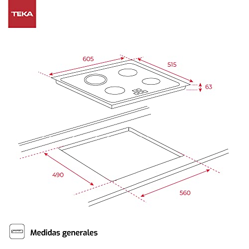 Teka VITROCERAMICAS 60 cm 4-Zonen Glaskeramik mit Touch Control | TZ PRO 6420 | Schwarz | 5.1 x 60 x 51 cm, Farbig