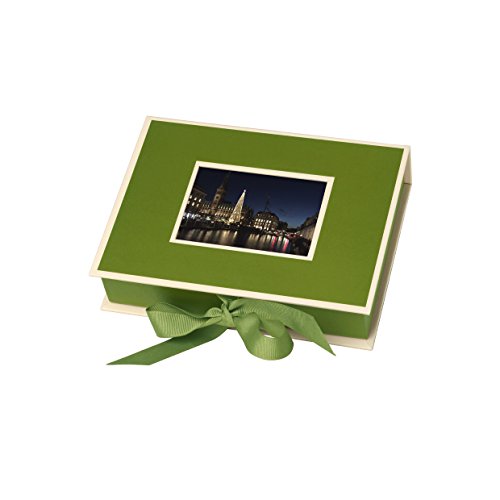 (352515) Kleine Fotobox mit Einschubfenster irish (dunkel-grün) - Aufbewahrungsbox für Bilder - Geschenk-Box für Schmuck - 20,7x15,3x4,7 cm