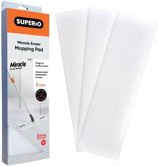 Superio Magic Eraser Mopping Pads, Miracle Sponges Mop Pad for Tiles, Refill Replacement Head for Mop- Home, Kitchen, Bathroom (36 Pack)