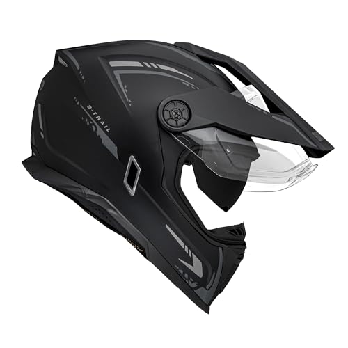 Capacete Moto Bieffe B-Trail Authentic Preto Fosco Grafite Com Óculos Interno (58)