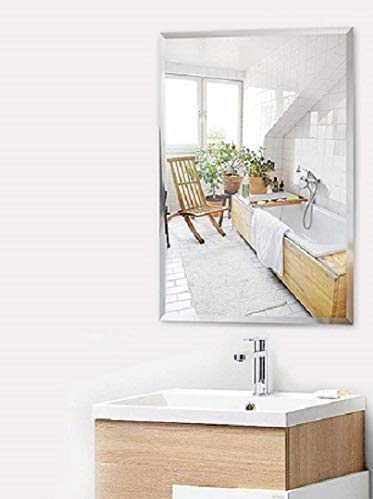 TINITALO Glass Frameless Decorative Mirror for Wall Bathrooms in Home Decor 12 X 18 Inch QG 48