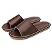 Kiemorgy Sandals Women Men, Genuine Leather Slippers, Brown House Slippers for Women Indoor Outdoor Size 12, Unisex Soft Flat Sandals PT02-brown4344