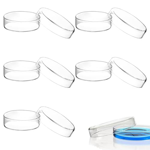 Produktbild von 5er Set Glas-Petrischalen 60x18 Mm – Aus Borosilikat, Autoklavierbar, Mit Deckel, Für Labor & Schule