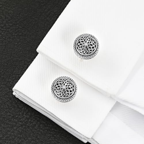 Image of Cuff Links Mens, Cufflinks for Men, Men's Cuff Links for Wedding, Business, Father's Day, Gift for Men, 18K Gold Plated with Luxury Wooden Gift Box