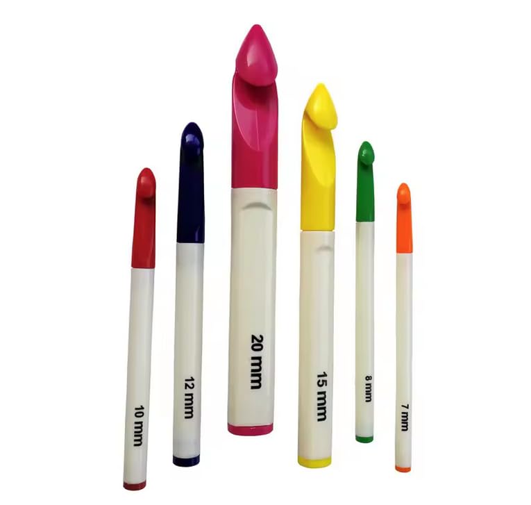 7-20mm Multicolor 7pcs/Set Knitting Needles Plastic Candy Crochet Hook Set-image-11