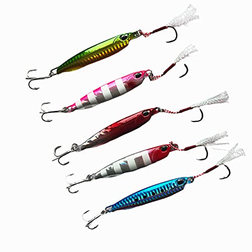 Yttda Metal Iron Jigs Hard Bait With Sharp And Strong Hooksfreshwater Sea Fishing Lures Jigging Lures Fishing Jigs For Pike Perch Bass Trout Salmon Tuna (5Pcs 30G Set) #TOP18