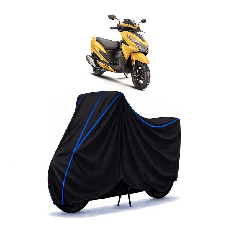 Image of Scooty Cover Water Resistant for Grazia 100 | Universal Scooter & Bike Cover | Heavy Duty UV Dust, Rain & Scratch Protection | Elastic Fit All Weather Indoor Outdoor | Black with Blue Piping