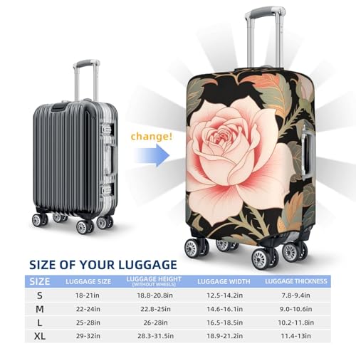 Ornate Rose Black Luggage Covers For Suitcase Elastic Suitcase Cover Protector Scratch-Resistant Covers For 25-28 Inch Luggages L 6