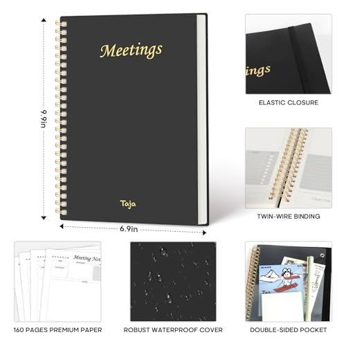 Taja Meeting Notebook For Work Organization - Work Planner Notebook With Action Items, Agenda Planner For Note Taking, 160Pages (6.9 Inch X 9.9") Project Planner For Men & Women thumb #3