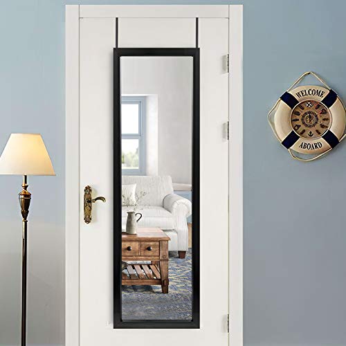 Image of NeuType Full Length Mirror, 51x18 inches, Polystyrene (PS), Modern, Black, Door Mount