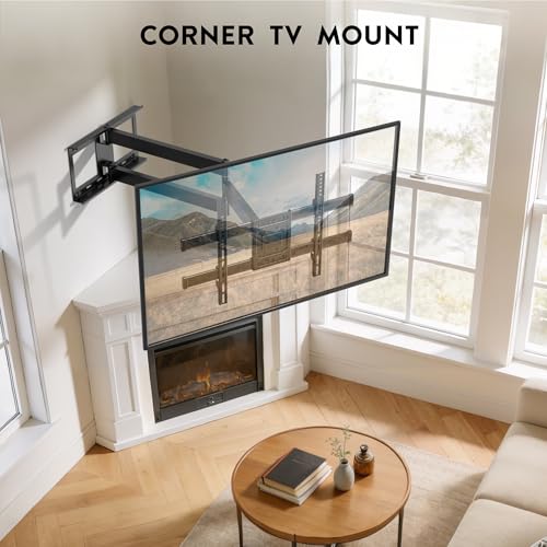 Image of BONTEC Corner TV Wall Mount with Extra Long 40.9 inch Extension Arm for 32-75 Inch TVs, Holds Up to 132 lbs, Full Motion Dual Arm TV Bracket with Tilt, Swivel, Level Adjustment, Max VESA 600x400mm