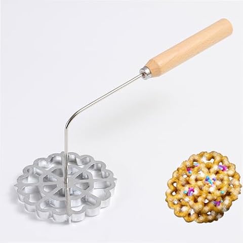 Ismosm Bunuelos Mold with Handle, 4.7'' Rosette Achappam Mold Non-Stick Timbale Mold for Easy and Fun Kitchen Cooking and Baking Untensils Cover
