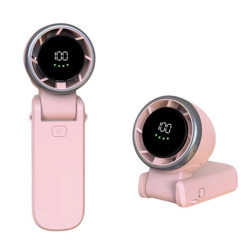 Mini Ventilador de Mano, Ventilador Portátil Recargable USB 5000mAh, 2 Velocidades Ajustables, Plegable,100 Niveles de Viento Turbo, 4 Colores, Operación con Un Botón para Interiores y Exteriores#02