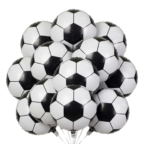 12 PCS Football Balloons 18 Inch Balloons Set Black and White Balloons for Football Balloon Arch Balloons for Sports Game Viewing Parties and Championship Victory Celebrations Reusable Seasonal De