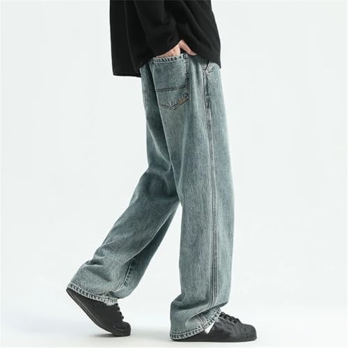 Men's Denim Pants Vintage Loose Casual Soft Solid Color Denim2