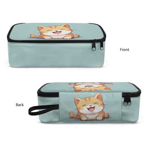 Image of Cute Cat Girls Pencil Pouch for Kids Aesthetic Pencil Bag for Preschool Childern Casual Pencil Case with External Zipper Pen Box for Boys Adults Men Cion Purse for Office Supplies,Large
