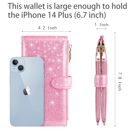 Coco Rossi Womens RFID Blocking Large Capacity Wallet Multi Card Organizer Bifold Wallet for Women with Zipper Pocket