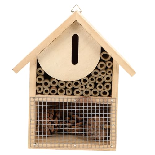LEDMOMO 木製昆虫館 昆虫室 ハチの花粉媒介者 蜂の生息地 ネスティングチューブ ハンギングビーキャビン 昆虫の巣 てんとう虫小屋 木製の蜂の家 ハンギングルーム 屋外キャビン 蜂ケース