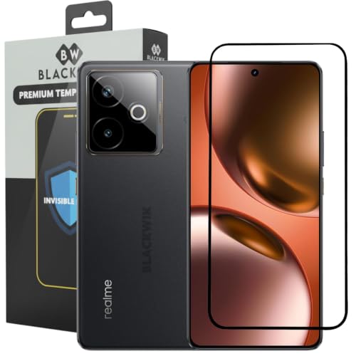 Image of Blackwik Premium Tempered Glass Screen Protector for Realme GT 7 / Realme GT 7T / Realme GT 7 Dream Edition 5G with Edge-To-Edge Protector Coverage | Easy Installation Kit (Black)