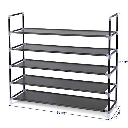 Songmics 5 Tiers Shoe Rack Space Saving Tower Cabinet Storage Organizer Black 39"L Holds 20-25 Pair Of Shoes Ulsh55H #TOP1