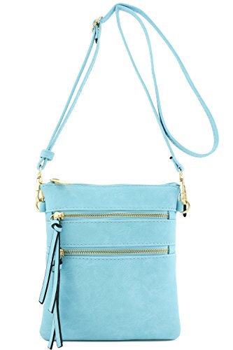 Image of Isabelle Small Lightweight Shoulder Bag for Women, Mini Multi Zipper Pocket Crossbody Handbag with Adjustable strap