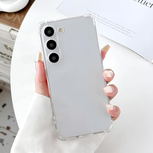 Image of Fashionury 3D Raised Transparent Crystal Clear Back Cover for Samsung Galaxy S23 5G | Shockproof Design | Anti-Slip Grip | Camera Protection | 360 Degree Protection Mobile Case