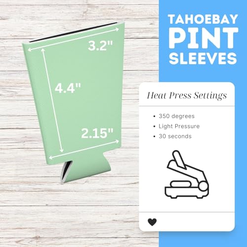 Image of TahoeBay Blank Pint Glass Sleeves, Beer Coolers, 6-Pack, Mint | Insulating Foam Cooler, 16oz Collapsible Tapered Beverage Holder, Bar Cup Insulator for Transfer Vinyl, HTV, Sublimation, DTF