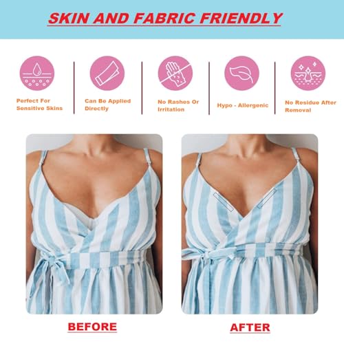Image of 216 Strips Invisible Double-Sided Fashion Tape - Skin-Friendly, Strong Hold, Waterproof Body Tape for Dress, Bra, Neckline, Slit, Hypoallergenic, Outfit & Wardrobe Fixes- 1.27 x 8.52 cm