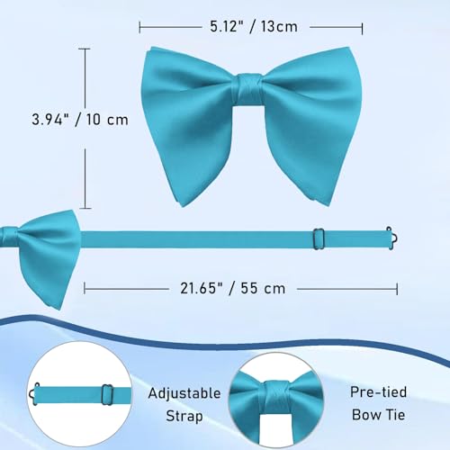 Image of Luckyvestir Oversized Bow Ties for Men, Pre Tied Clip on Men's Black Bowtie for Wedding Tuxedo Banquets Formal Wear