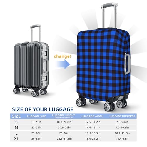 Buffalo Plaid Blue Black For Travel Luggage Cover Suitcase Protector Fits 18-32 Inch Travel Luggage Protector Elastic Luggage Anti-Scratch Suitcase Cover4