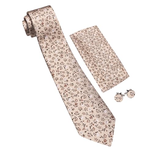 Image of Barry.Wang Ties for Men Silk Tie Sets Polka Dot Woven Necktie Pocket Square Cufflinks Business Wedding