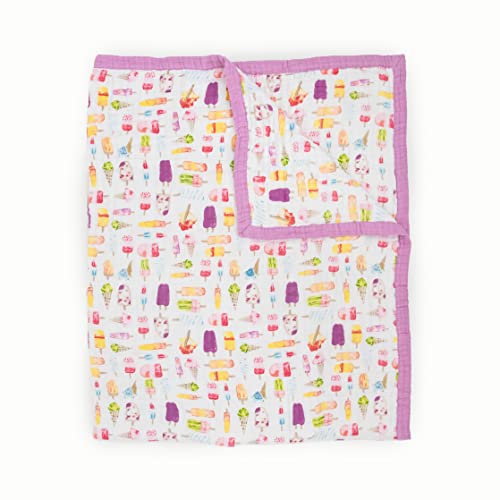 Little Unicorn Premium Quilted Throw | Super Soft, Multi-Layered Muslin XL Blanket| Great for Kids & Families (Brain Freeze)