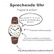 MAUJOY Sprechende Uhr für Damen für Blinde Senioren mit Sehbehinderung, Laute und klare Stimme,Spricht Deutsch (Brown-A)