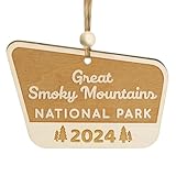 Wood National Park Ornaments, USA National Park Gifts for Travelers, Decor for Christmas Tree, 2024 Keepsake, Gifts for Hiking Lovers (Great Smoky Mountain)