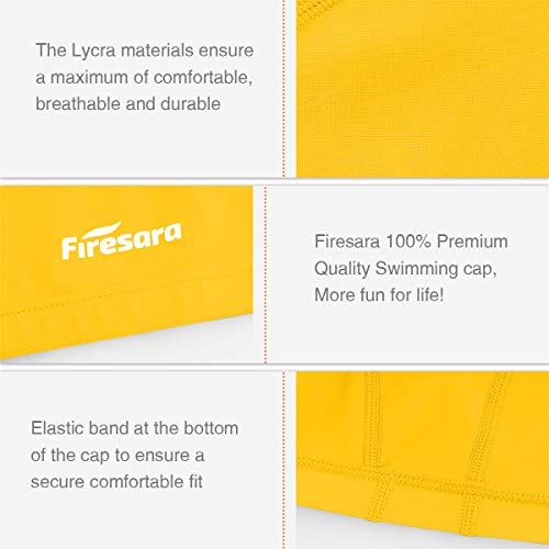 Image of Firesara Lycra Swim Cap, High Elasticity Swimming Cap Keeps Hair Clean Breathable Fit Both Long Hair Short Hair, Swim Caps Woman Girls Men Kids One Size Hat