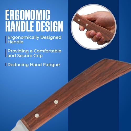 Image of Hoof Knife Double Edged Wide Straight Blade,Stainless Steel Curved Blade Farrier Tool with Wooden Handle (Left Hand)