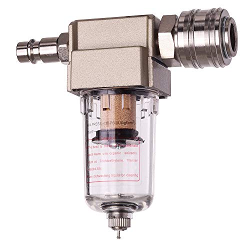 Luftfilter, Wasser- und Ölabscheider, 1/4-Aschluss, im Set mit 4 Schnellverbindern und einem Teflonband, zum Anbau an Kompressoren oder als Zwischenschaltung in der Druckluftleitung