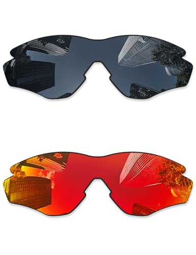 Combine8 Ploarized Replacement Lenses for Oakley M2 Frame OO9212/M2 Frame XL OO9343/M2 Frame Asian Fit Sunglasses - Black + Fire Red
