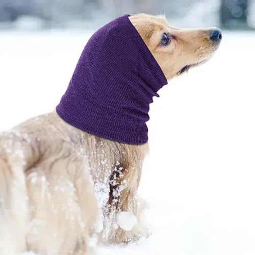 Image of Quiet Ears for Dogs, Rbenxia 1 Piece Dog Ear Cover Hoodies Dog Ear Muffs Headband Noise Ear Protection Warm Winter Ear Scarf (Purple, Medium)