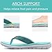 KuaiLu Womens Casual Flip Flops Comfortable Yoga Mat Arch Support Memory Foam Comfort Cushion Summer Beach Slip on Walking Thong Sandals Ladies Orthotic Recovery Plantar Fasciitis Lake Blue Size 9