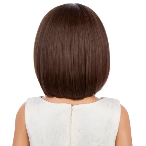 Image of Brown Bob Wigs Light Brown Wig Short Middle Part Wigs Synthetic Wig for Daily Party Halloween Use