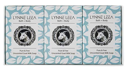 Lynne Leea All-Natural Unscented Goat Milk Soap Gift Box Set of 3 - 4 ounce Bars