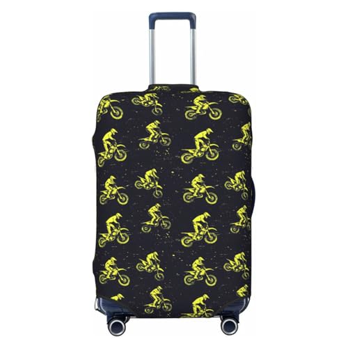 Luggage Cover Protector - Green Motorcycle Rider 1 Print Fit 18-21 Inch Suitcase Covers for Luggage