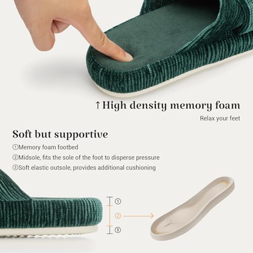 Image of Chantomoo Slippers for Women Memory Foam House Bedroom Corduroy Bow Crossbands Slipper Shoes Comfy Trendy Gift Slippers