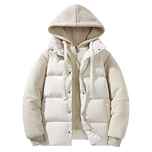 Image of Men's Winter Padded Jacket Reversible Warm Windproof Quilted Coat Apricot Medium