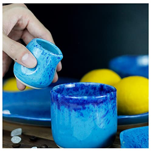 Roro Blue Speckled Hand Molded Ceramic Stoneware Tea And Coffee Creamer Cups Small Pitcher, X 4 #TOP5