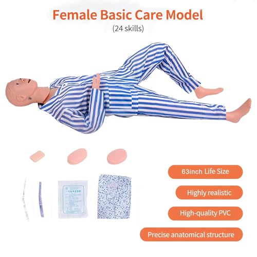 Medical Mannequin for Training, Male-Female CPR Human Manikins Highly Simulated Patient Care Medical Manikin with 3 Muscle Module & Patient Gown & Urinary for Teaching Pratice (Male) - Thumbnail 7