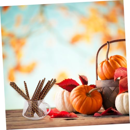 Abaodam 125 pitillos de papel negro con diseño de calabaza degradable miniatura 4
