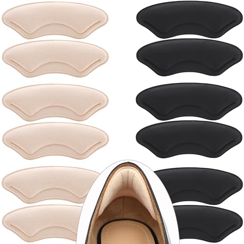 6 Pairs Comfowner Heel Cushion Pads, Comfort Shoe Grips Snugs for Big Shoes Loose Blisters and Pain, Protectors Liners Men Women