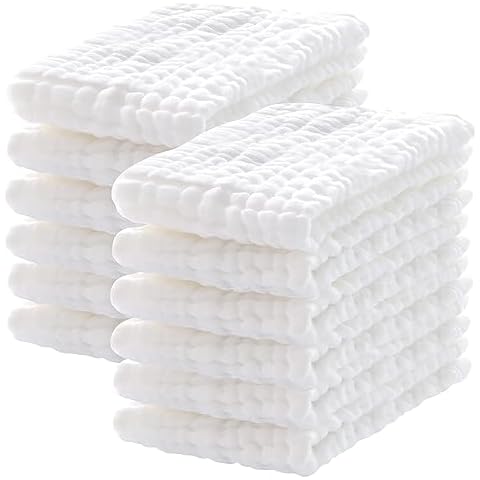 Lovely Care 12 Pack Muslin Burp Cloths Cover
